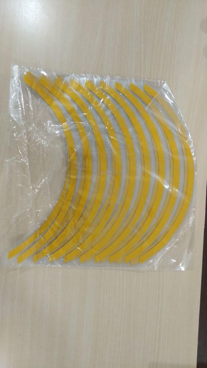 Car Bike Tyre & Body Reflective Stickers (18 stripes of Yellow Colour) - Pick Baye