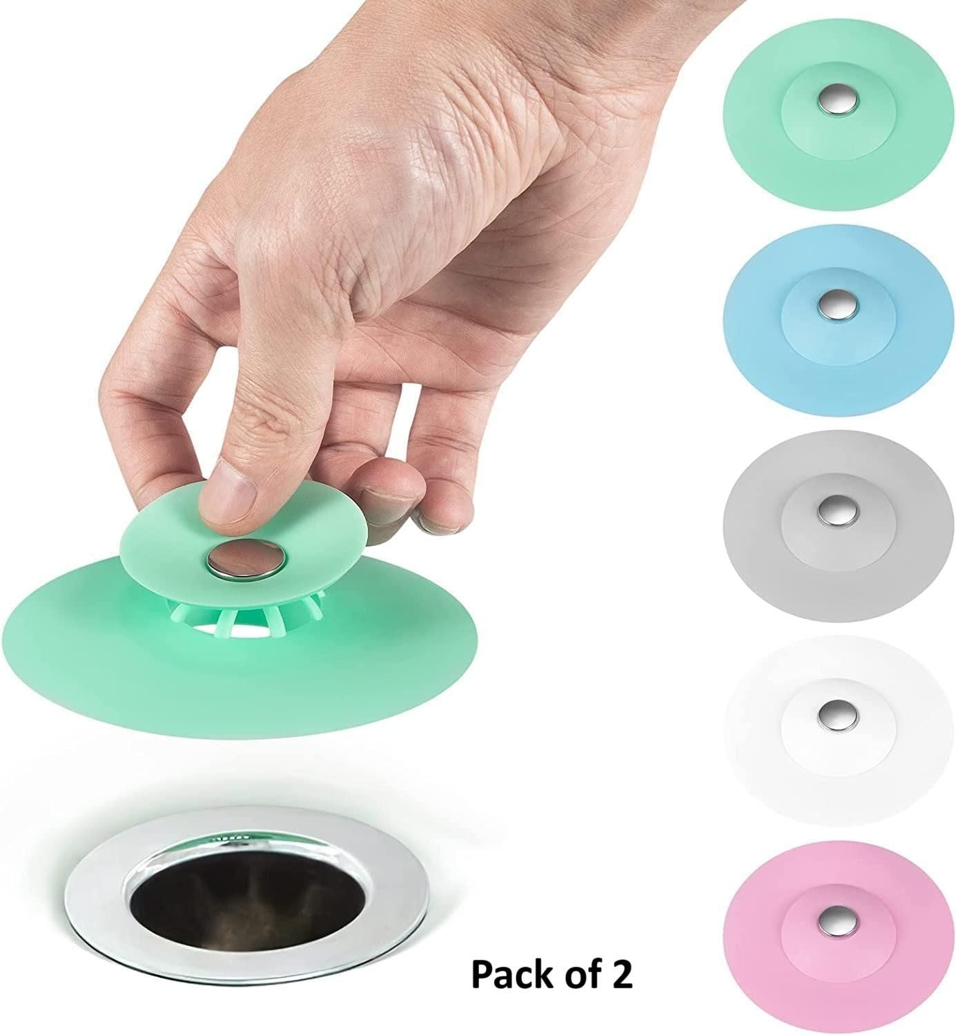 2-in-1 Home Bathroom Kitchen Silicone Stopper (Pack of 2) - Pick Baye