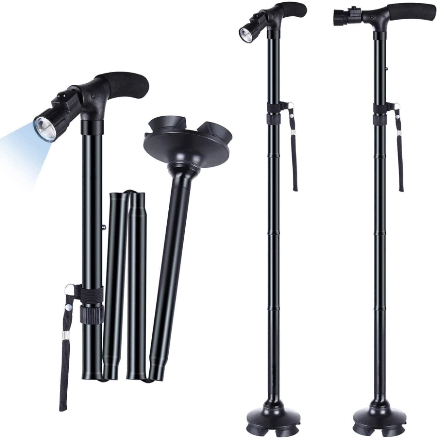 Collapsible Walking Stick with Led Light - Pick Baye