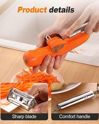 3 in 1 Stainless Steel Vegetable & Fruit Peeler - Pick Baye