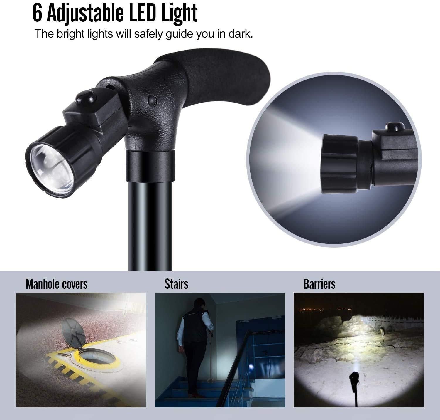 Collapsible Walking Stick with Led Light - Pick Baye