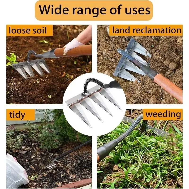 5 Teeth Carbon Steel Garden Weeding Tool - Pick Baye