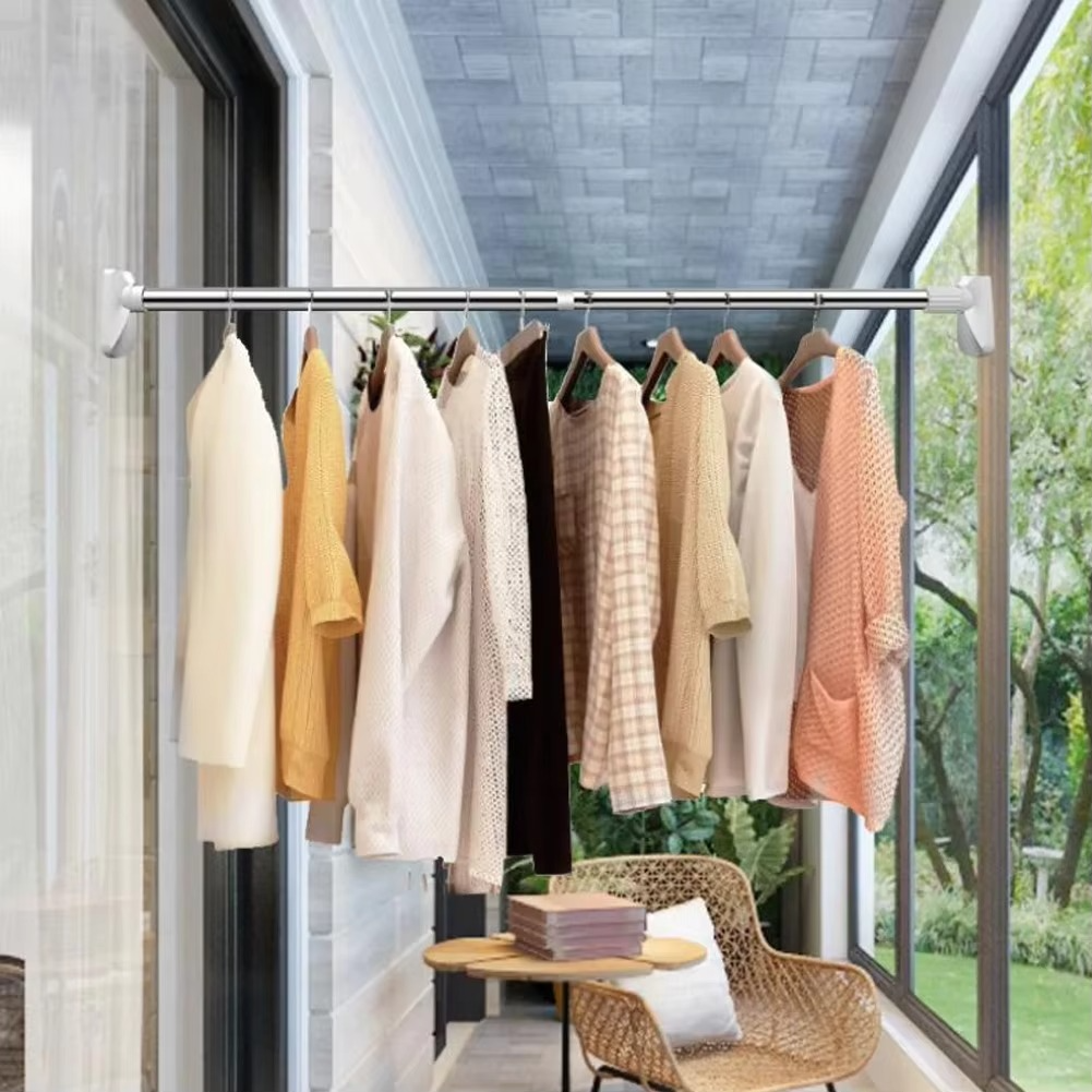 Closet Hanging Pole for Windows & Bathroom