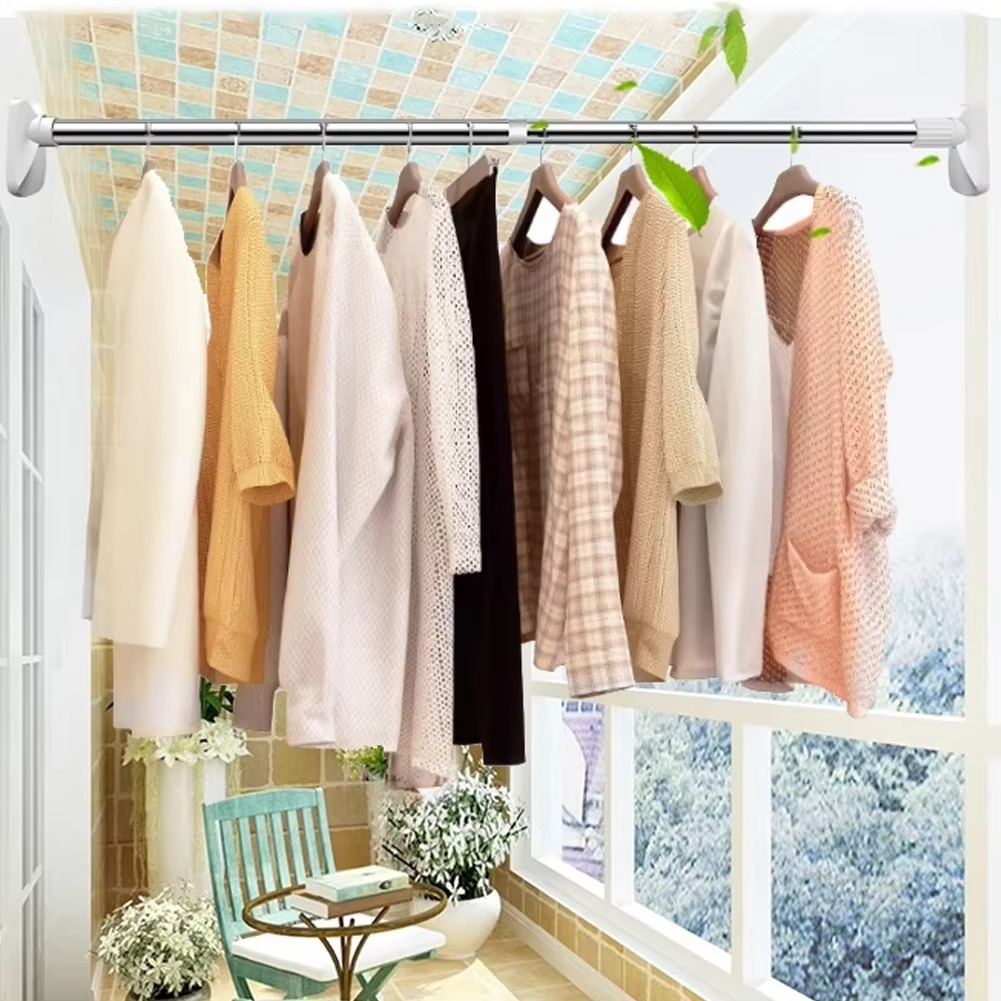 Closet Hanging Pole for Windows & Bathroom