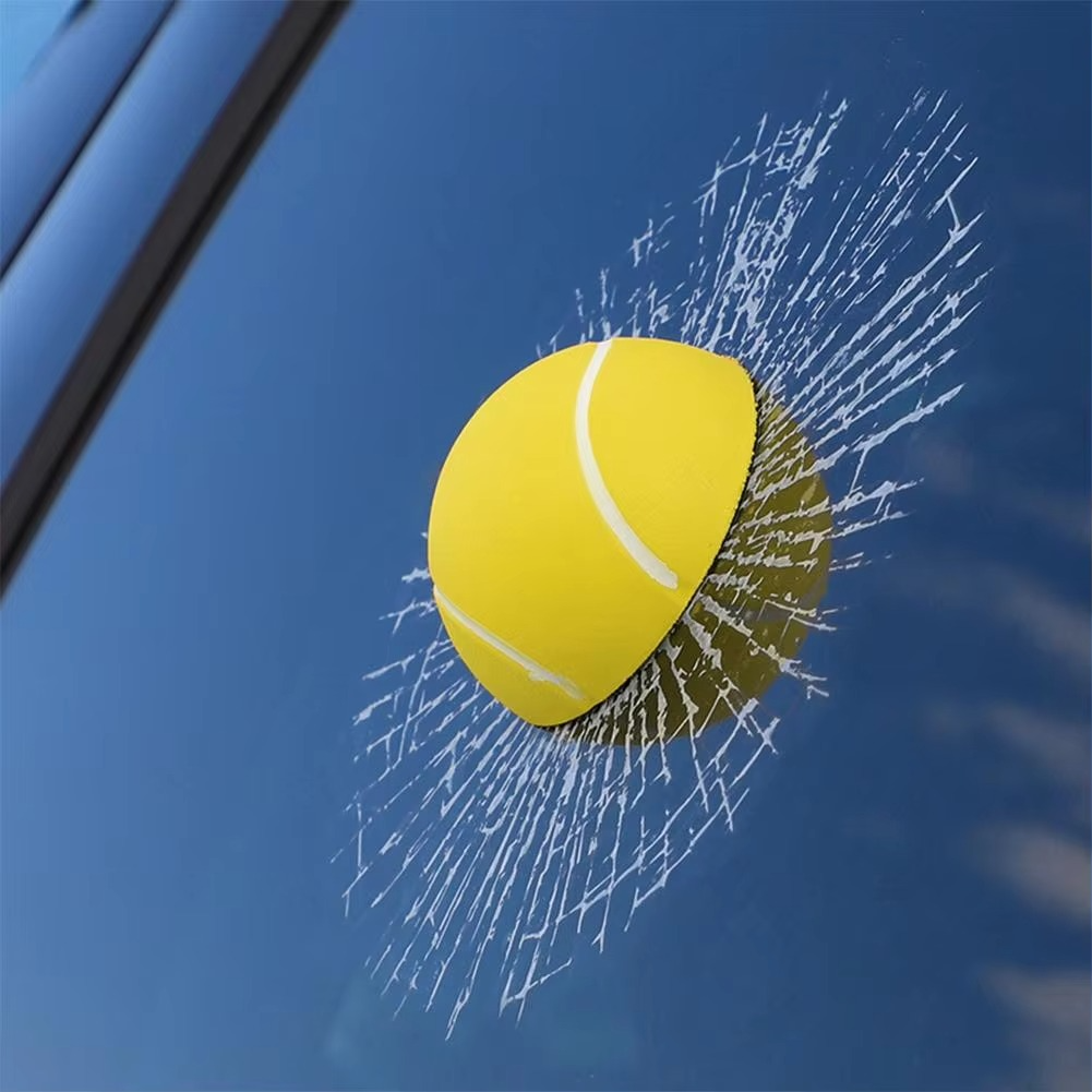 3D Broken Glass Football Car Sticker