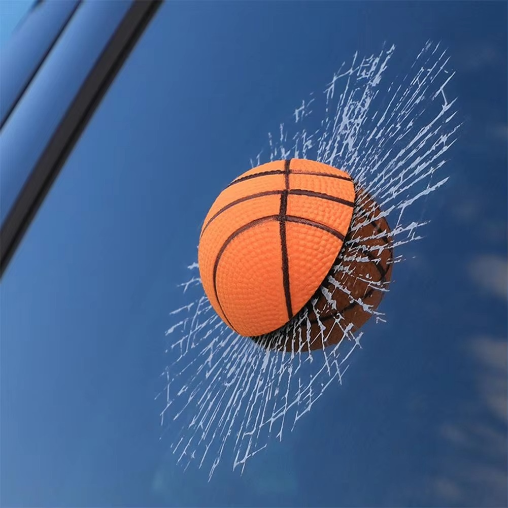 3D Broken Glass Football Car Sticker