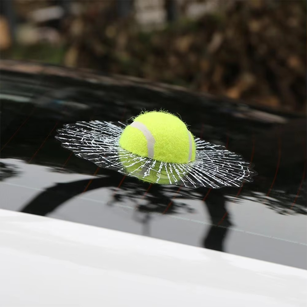 3D Broken Glass Football Car Sticker