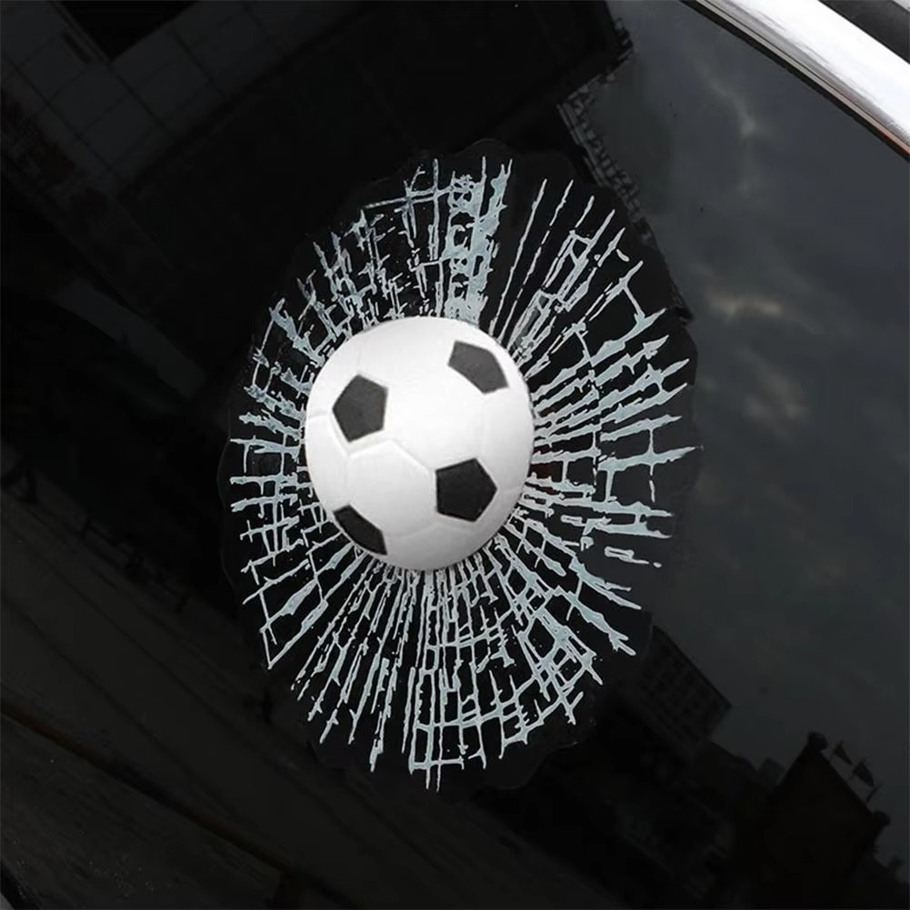 3D Broken Glass Football Car Sticker